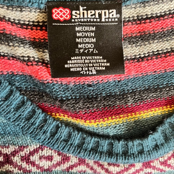 Sherpa Adventure Gear Geometric Long Sleeve Wool Alpaca Sweater Dress Medium - Picture 9 of 9